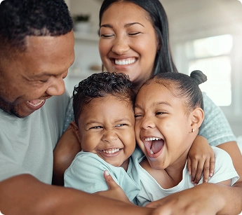Happy family with parents and children