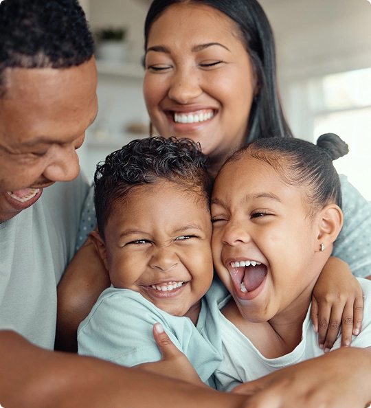 Happy family with parents and children